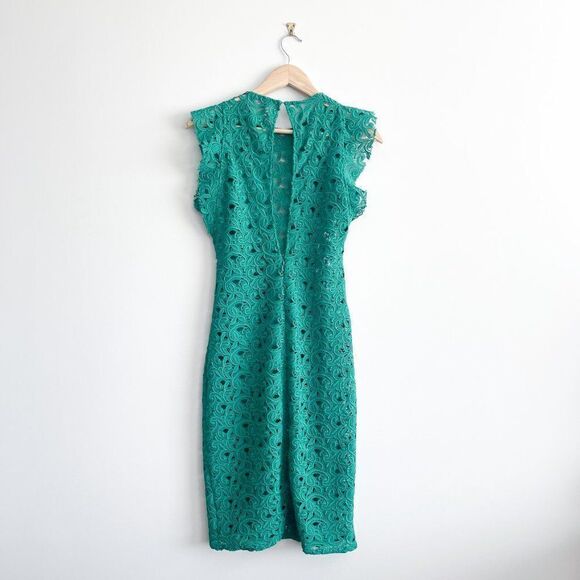 ZARA Guipure Lace Tube Midi Dress Flutter Cap Sleeves // size medium - Picture 4 of 11